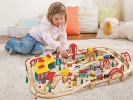 $59.97 Shipped (Reg $127) 145-Piece Wooden Train Set