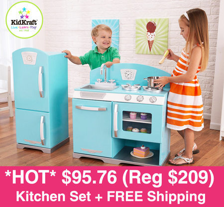 *HOT* $80 (Reg $253) KidKraft Retro Play Kitchen & Refrigerator + FREE Shipping