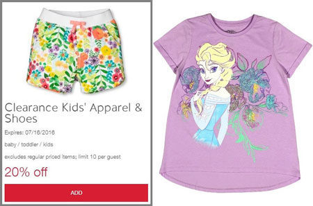 *NEW* 20% Off Clearance Kids' Apparel & Shoes Cartwheel