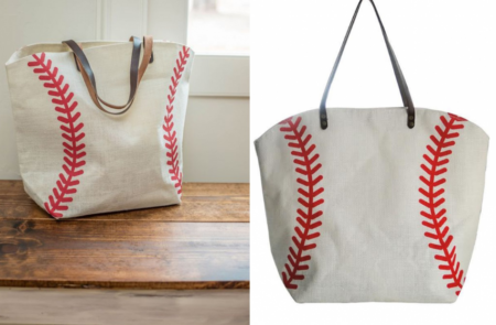 groopdealz baseball jute tote