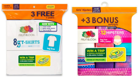 $5.99 (Reg $9.39) Fruit of the Loom Tees & Undies