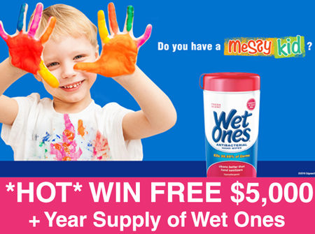 *HOT* Win FREE $5,000 + Year Supply Wet Ones Wipes