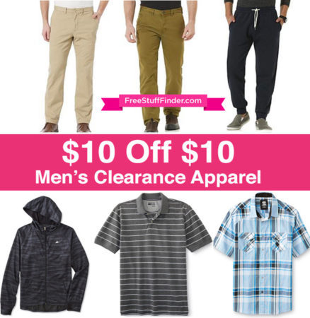$10 Off $10 Men's Clearance Apparel (After SYWR Points)