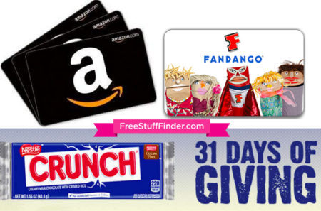 Win FREE Amazon & Fandango Gift Cards (702 Winners!)