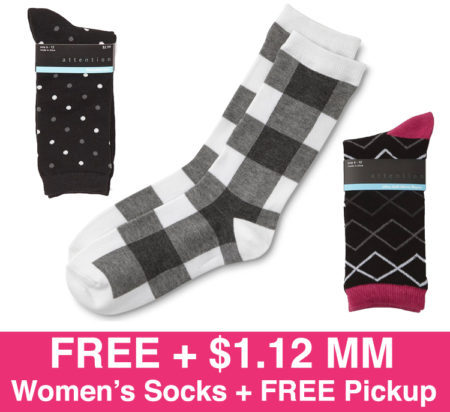 FREE Women's Socks + $1.12 Moneymaker + FREE Pickup
