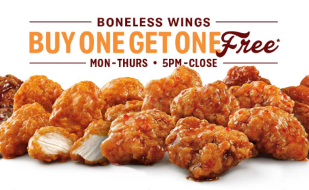 Buy 1 Get 1 FREE Boneless Wings at Sonic