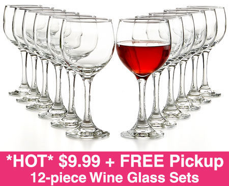 $8.50 (Reg $30) Wine Glass 12-Piece Set + FREE Store Pickup