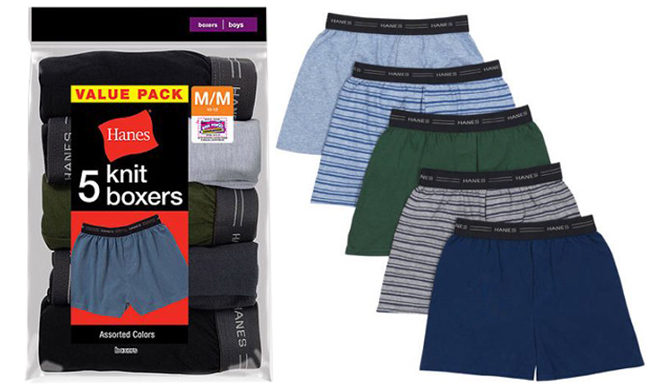 *HOT* $6 (Reg $11.47) Hanes Boys' 5-Pack Knit Boxers + FREE Pickup
