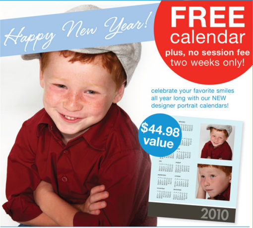 Free Portrait Calendar at Sears Portrait Studio--no sitting fees