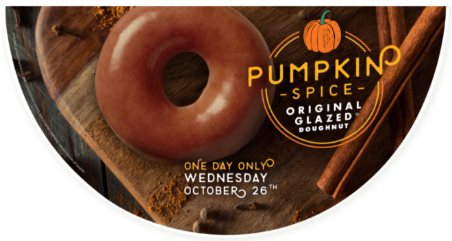 FREE Pumpkin Spice Glazed Doughnut at Krispy Kreme (Today Only)