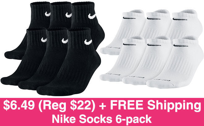 *HOT* $6.49 (Reg $22) Nike Socks 6pk + FREE Shipping