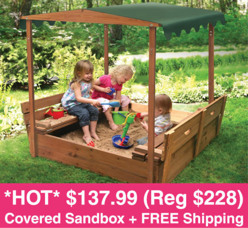 $137.99 (Reg $228) Covered Convertible Cedar Sandbox with Canopy + FREE Shipping