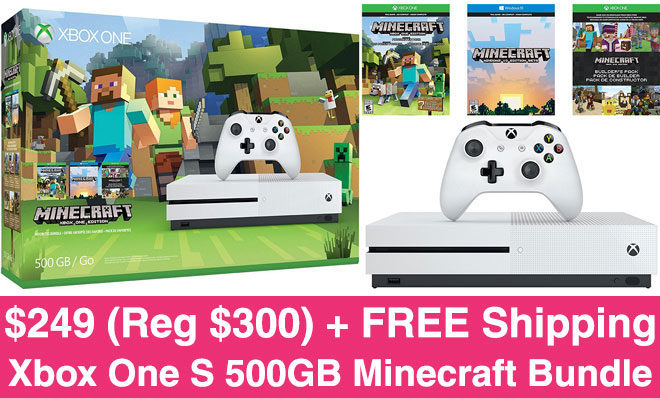 *HOT* $249 (Reg $300) Xbox One S 500GB Minecraft Bundle + FREE Shipping