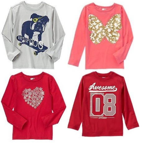 *HOT* $4 (Reg $11) Kids' Long Sleeve Tees + FREE Shipping