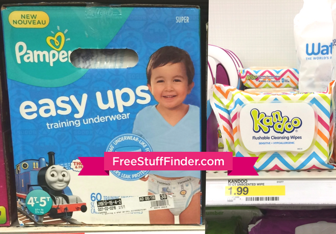 $13.79 (Reg $25) Pampers Easy Ups Giant Pack Diapers + FREE Kandoo Wipes at Target