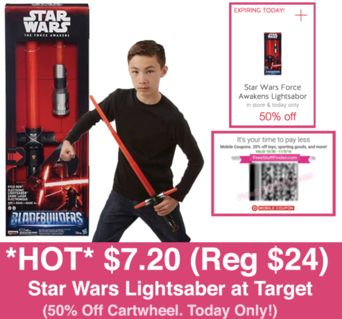 *HOT* 50% Off Star Wars Force Awakens Lightsaber Cartwheel (Just $7.20 Today Only!)