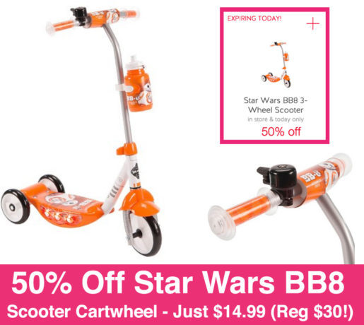 *HOT* 50% Off Star Wars BB8 Scooter Cartwheel (Just $14.99 Today Only)