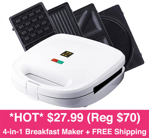 *HOT* $27.99 (Reg $70) 4-in-1 Breakfast Maker + FREE Shipping