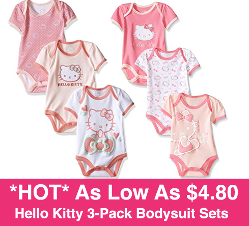 *HOT* As Low As $4.80 Hello Kitty 3-Pack Bodysuit Set ($1.60 per Suit!)