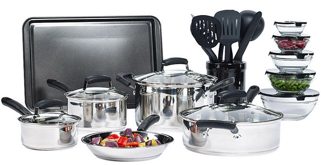 *HOT* $29.59 (Reg $60) Essential Home 25-Piece Mega Cookware Set + FREE Pickup