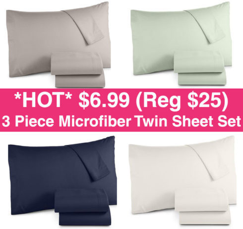 *HOT* $6.99 (Reg $25) 3-Piece Microfiber Twin Sheet Set (Today Only)