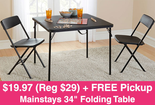 $19.97 (Reg $29) Mainstays 34" Folding Table + FREE Pickup