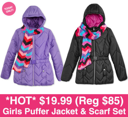 *HOT* $19.99 (Reg $85) Girls Puffer Jacket & Scarf Set (Today Only)