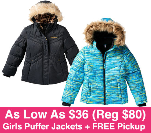 *HOT* $36 (Reg $80) Girl's Puffer Jackets + FREE Pickup