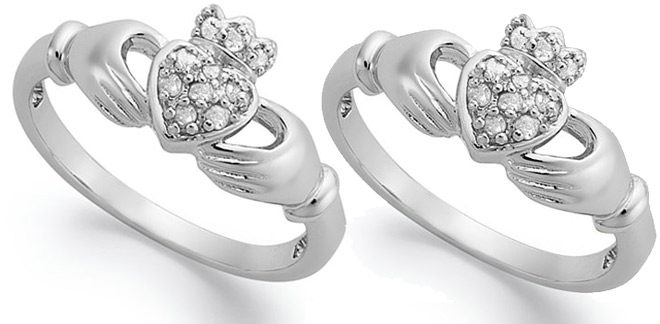 $33.99 (Reg $100) Sterling Silver Claddagh Diamond Ring