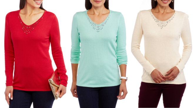 $5 (Reg $17) Women's V-Neck Sweaters + FREE Pickup