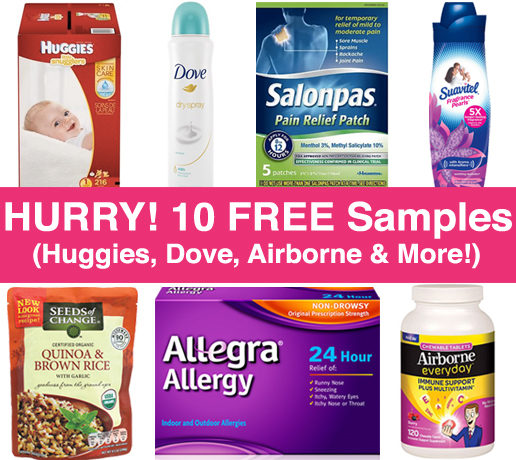 *HOT* 10 FREE Samples (Huggies, Airborne, Dove & More!)