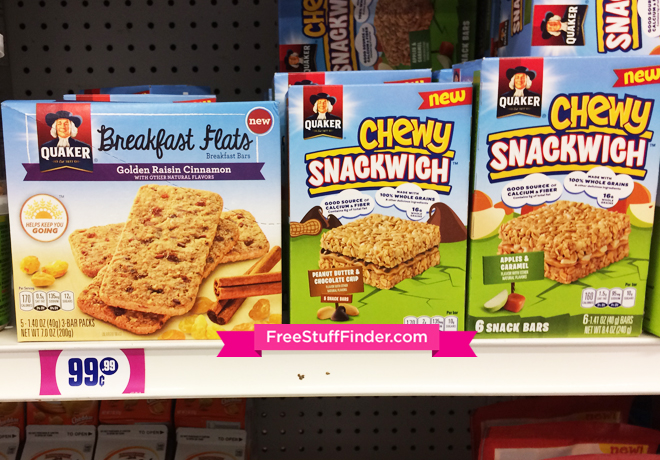 FREE Quaker Breakfast Flats & Chewy Snackwich Bars at 99 Cent Only Stores