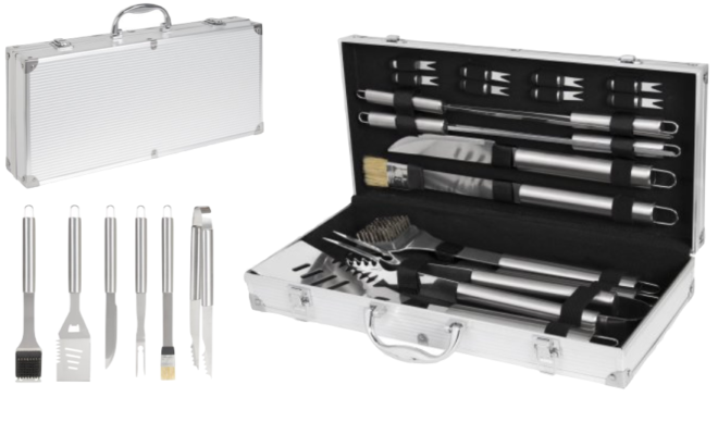 $29.94 (Reg $70) Stainless Steel 19-Piece BBQ Grill Set & Case + FREE Shipping