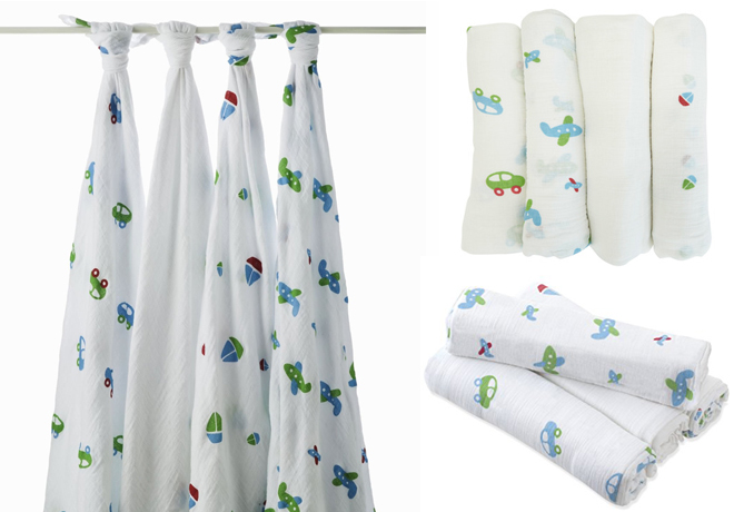 $14.99 (Reg $25) Aden + Anais Swaddle Blanket 4-Pack + FREE Pickup
