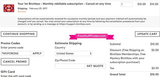 Birchbox-Cart