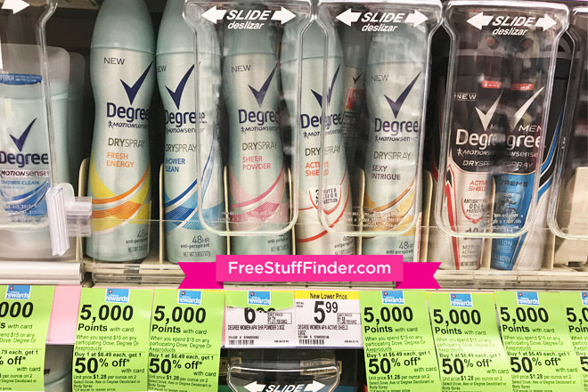 $1.62 (Reg $6.49) Degree Dry Spray Deodorant at Walgreens