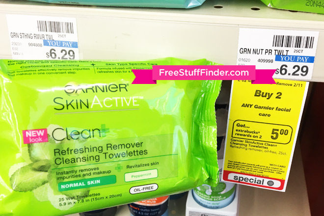 $1.79 (Reg $6.29) Garnier SkinActive Cleansing Towelettes at CVS