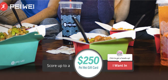 *HOT* Win FREE $250 Pei Wei Gift Card