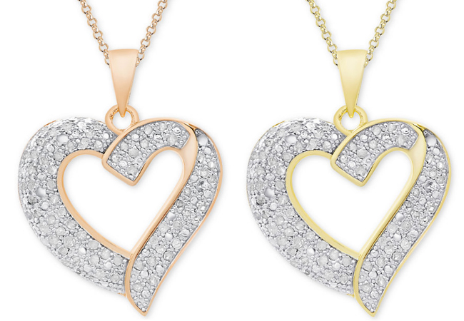 $68 (Reg $200) Diamond Heart Pendant Necklace + FREE Pickup