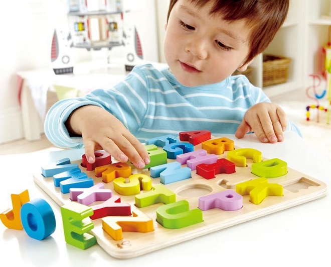 Hape Alphabet Stand Up Kid's Wooden Learning Puzzle