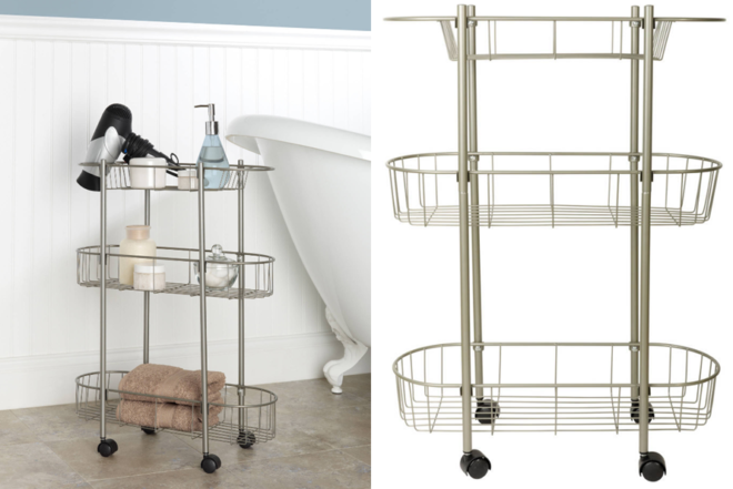 $9.98 (Reg $16) Satin Nickel Rolling Bathroom Cart + FREE Pickup