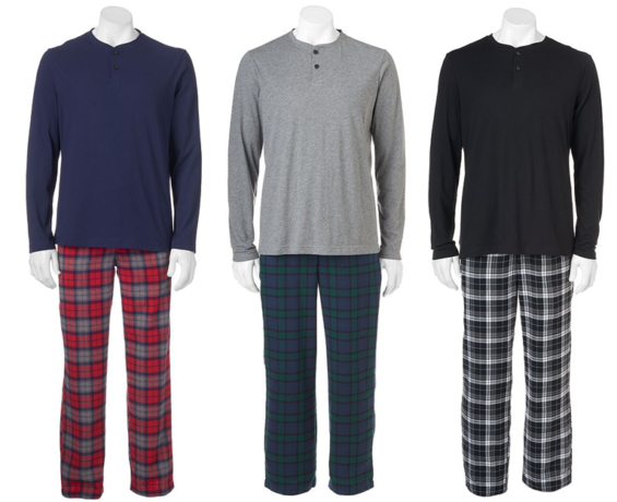 $5.60 (Reg $40) Men’s Henley & Plaid Flannel Lounge Pants Set + FREE Shipping