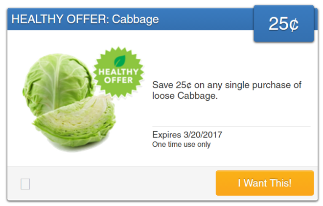 Save $0.25 on Cabbage with SavingStar