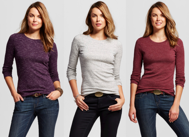 $3.60 (Reg $12) Women’s Merona Long Sleeve Crew Tee + FREE Pickup