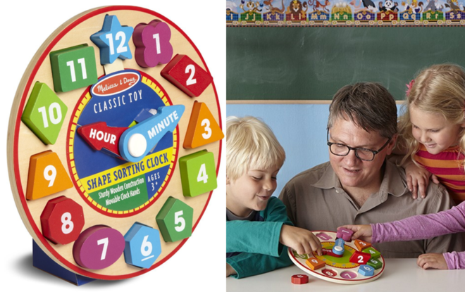 $7.63 (Reg $13) Melissa & Doug Wooden Shape Sorting Clock + FREE Shipping