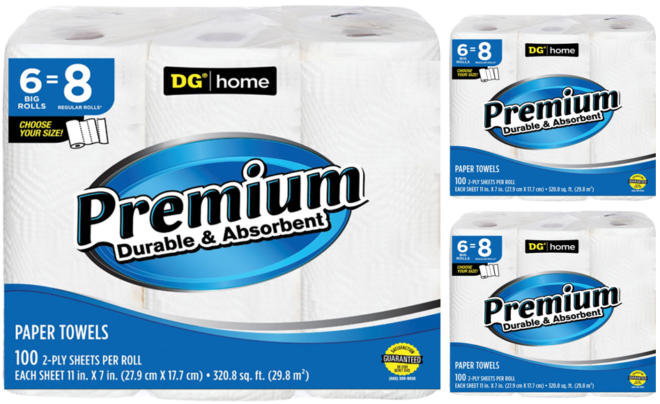 $4.75 Dollar General Paper Towels 6 BIG Rolls + FREE Shipping (Only $0.79 Per Roll!)