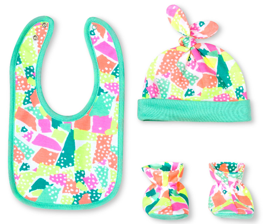 $6.48 (Reg $13) Newborn Bib, Hat & Slipper Set + FREE Store Pickup
