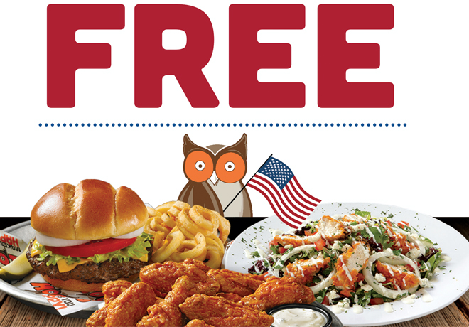 FREE Entree for Active-Duty Military & Veterans at Hooters (5/29 Only)