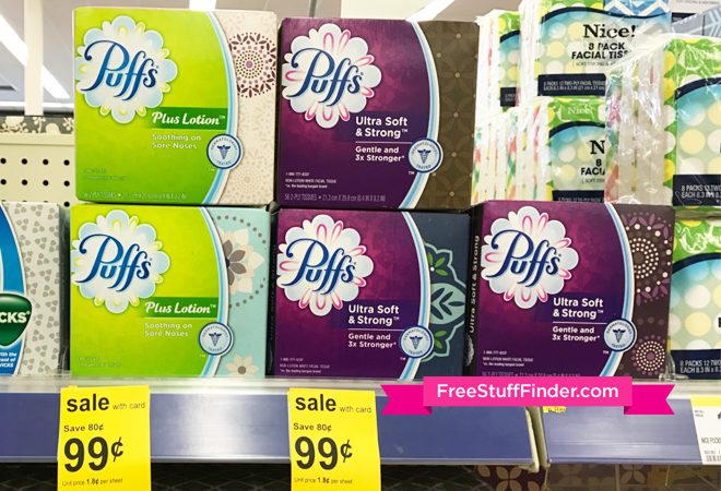 $0.14 (Reg $1.79) Puffs Facial Tissues at Walgreens