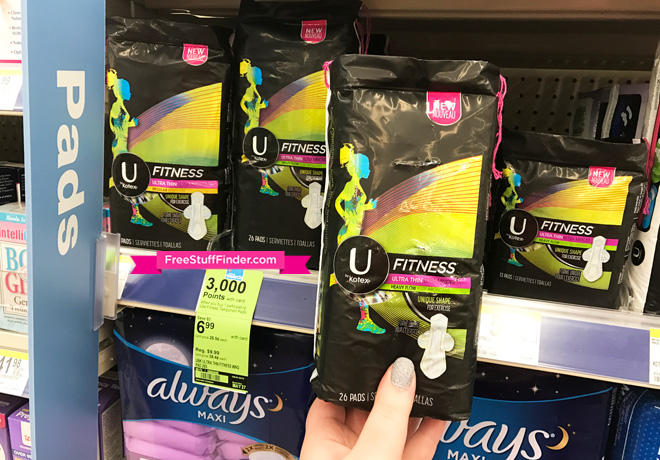 $1.99 (Reg $10) U by Kotex Fitness Pads at Walgreens